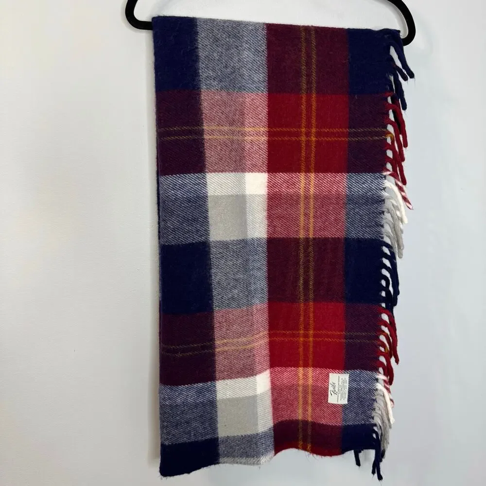 Vintage Faribo Faribault Woolen Mill Company Plaid Red Blue Wool Throw Blanket